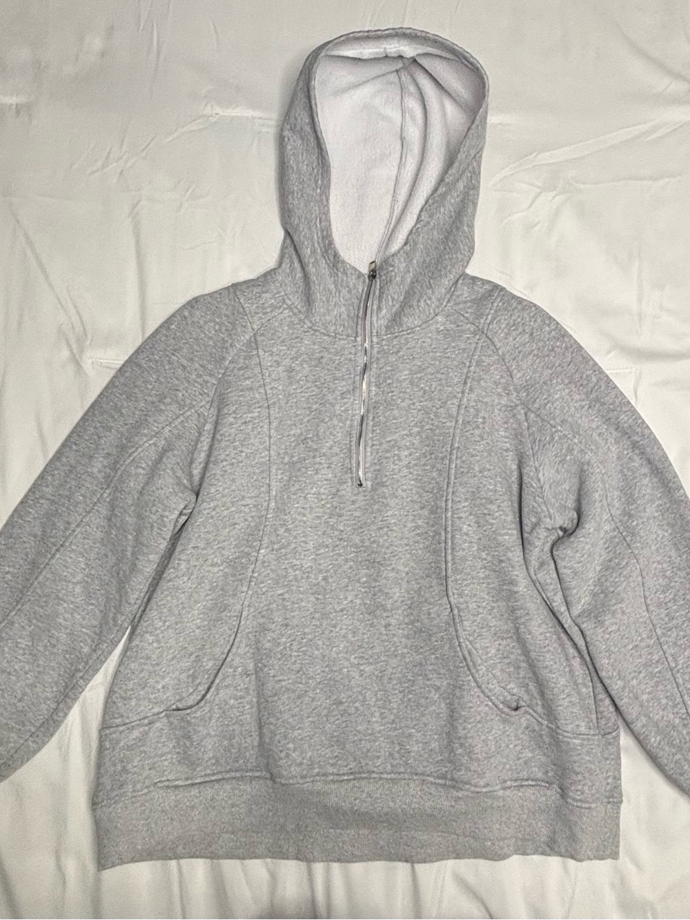 Gray Half-Zip Hooded Sweatshirt
